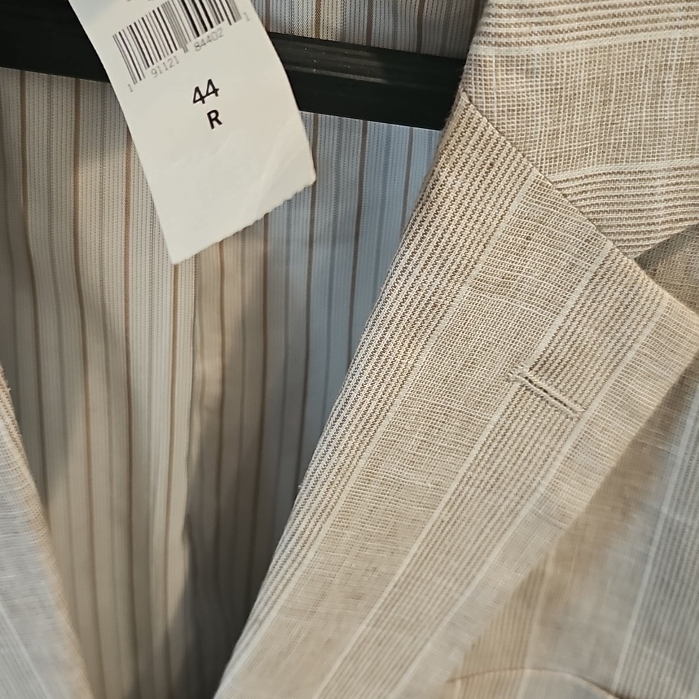 New Banana Republic Men's Linen Blend Blazer - Light tan Striped - Picture 13 of 13